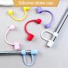 5Pcs Silicone Straw Cover for 8mm Large Diameter Straws Toppers U-Shaped Lanyard Straw Lid Dust-Proof Reusable Straw Protector for Glass Stainless