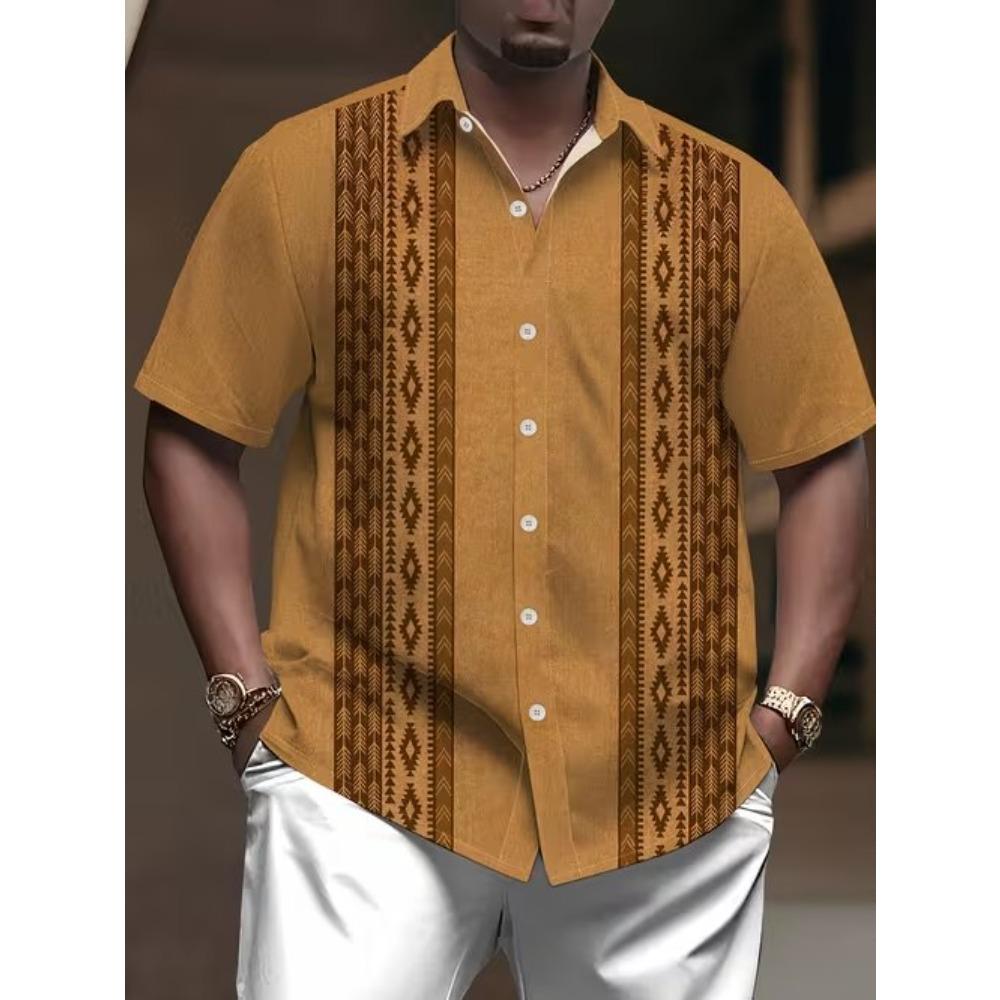 Camisa de Hombre con Estampado Retro Impresión 3D Camisa de Botones Camisa Casual Camisa de Verano Manga Corta Ropa Diaria de Vacaciones