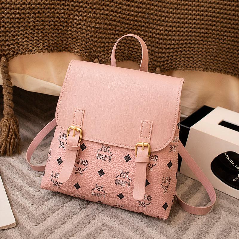 Printed retro backpack versatile fashion texture niche women's bag