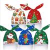 50PCS Rabbit Ear Xmas Candy Bags Merry Christmas Santa Claus Biscuit Bags Snowmen Snowflakes Candy Treat Bag Christmas