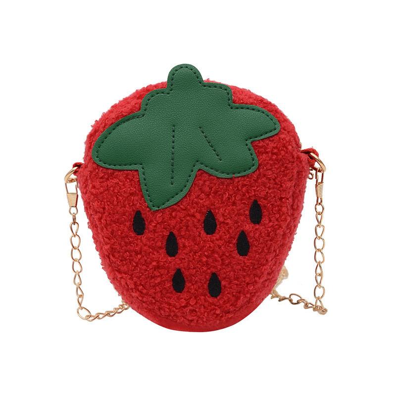 Girls Kindergarten Fashionable Plush Strawberry Chain Bag 2023 Soft Breathable Wearresistant Coin Purse
