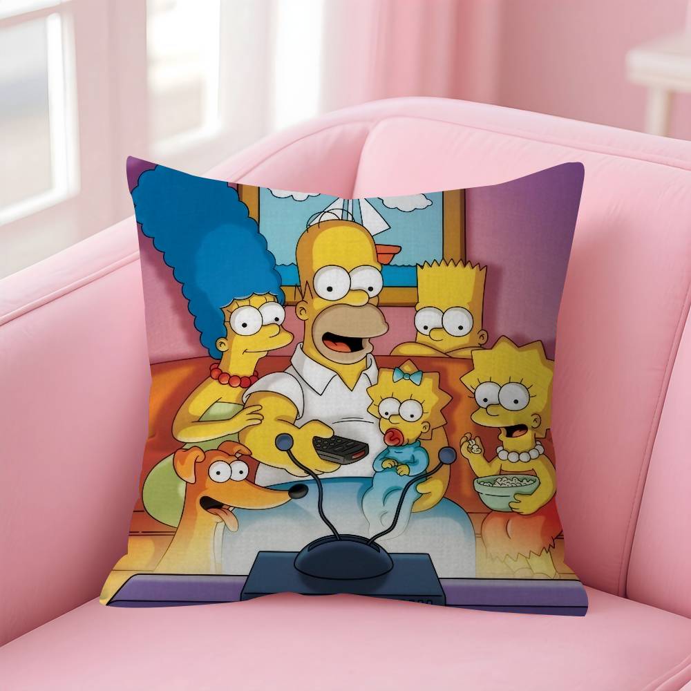 Cushion Cover Car Throw Pillow Case For Sofa Car Christmas Gift Anime The Movie S-Simpsons-S