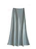 French Elegant Satin Wrap Skirt With Zipper For Womens Office And Formal Wear