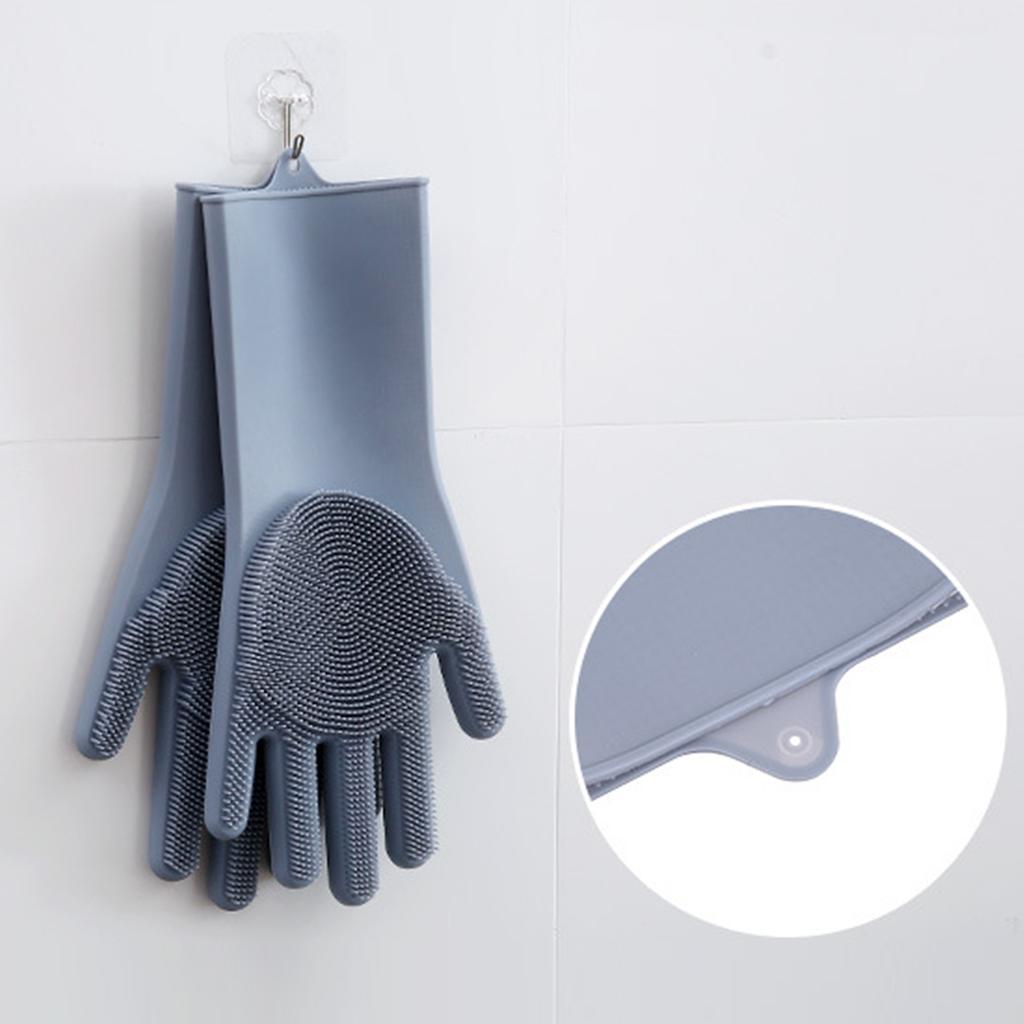 Silikonhandschuhe mit Borsten Wasserdicht Spritzwassergeschützt Ölbeständig Weich Elastisch Küche Geschirrspülen