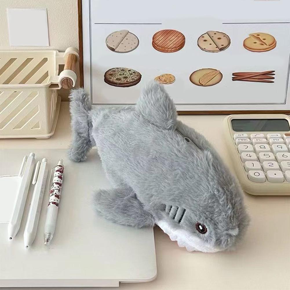 Shark Pencil Case Large Capacity Portable Kawaii Pencil Bag Multi-Purpose Zipper Shark Pen Case for School Office Supplies