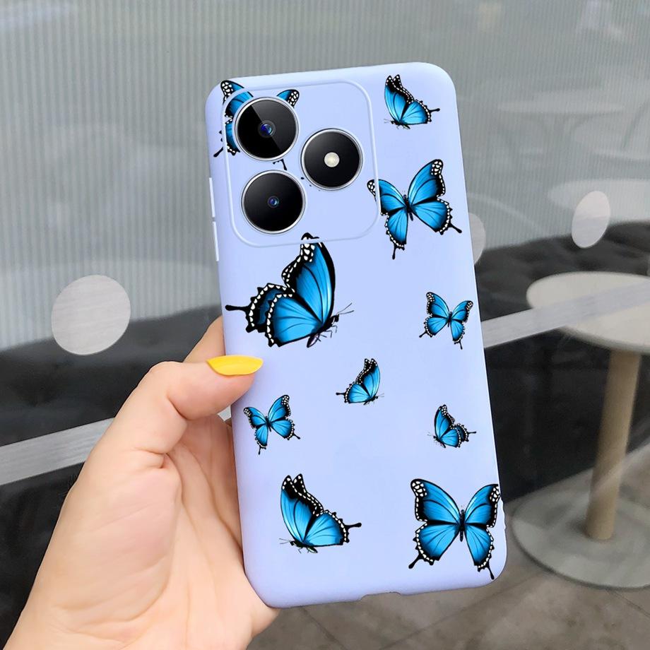 For Realme C53 C51 Cases Shockproof Soft Luxury Silicone TPU Bumper Case For RealmeC51 C 51 C 53 Flower Painting Girly Capa Etui