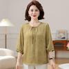 Mother's Day Mid-Sleeve Casual Summer Top & Wide-Leg Pants Set for Middle-Aged Women
