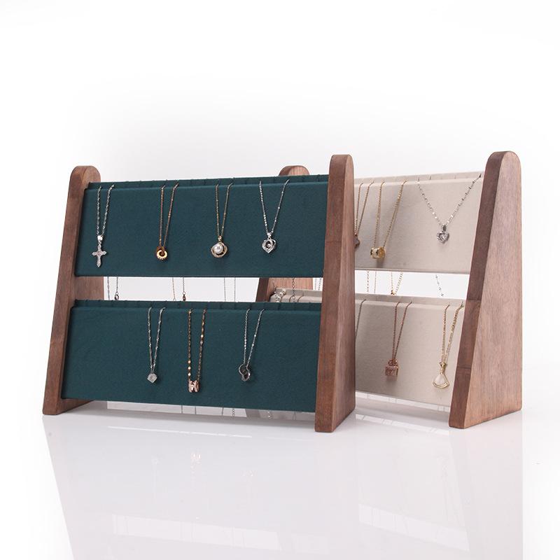Jewelry Display Stand for Necklace Wooden Jewelry Storage Holder for Pendant Bracelet Display Props Home Shop Counter Shows Rack