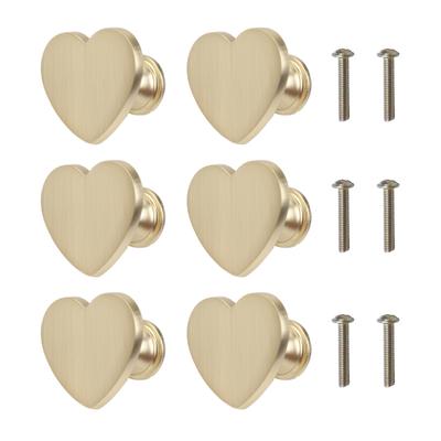 6PCS Heart Shaped Zinc Alloy Knobs for Cabinets Drawers Wardrobes Metal Handles with Screws for Home Furniture