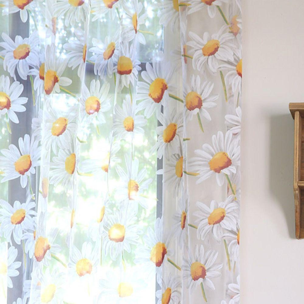 Jacquard Sheer Daisy Sheer Curtains Translucent Sun Flower Tulle Curtain Home Decoration
