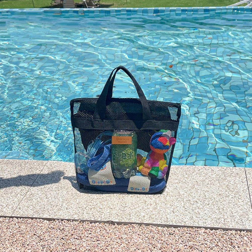 

Solid Color Swimming Storage Pouch Transparent Travel Wash Bag Simple Beach Handbag Summer Black S