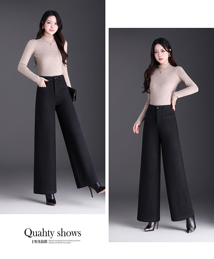 Women's Wool Blend High-Waisted Wide-Leg Pants - Autumn/Winter 2026 Fashion