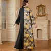 Middle East Muslim Women's Color Block V-Neck Jacquard Dress