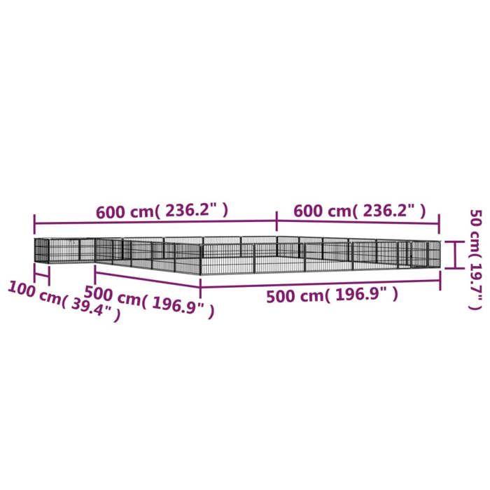 VidaXL Parc pour chien 24panneaux Noir 100x50cm Acier enduit de poudre 3115980