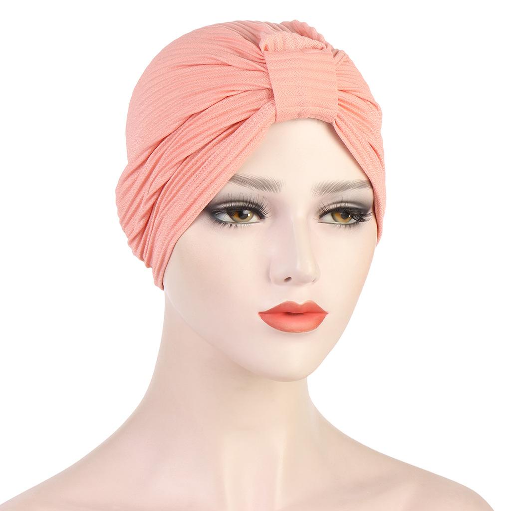 Turbante de algodón y lino para mujer, turbante trenzado para mujer, turbante musulmán, gorro químico, tocado indio