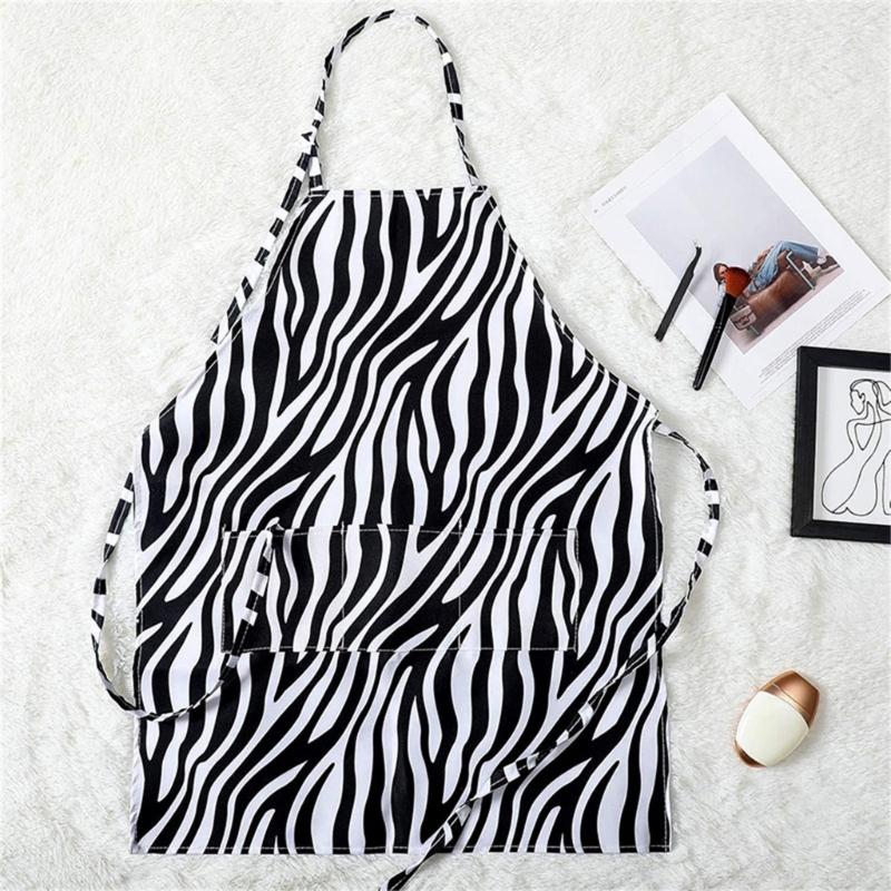 Fashion Animal Print Apron Stain Resistance Adjustable Neck Design Multiuse Accessory For Cooking Beauty Nail Salon