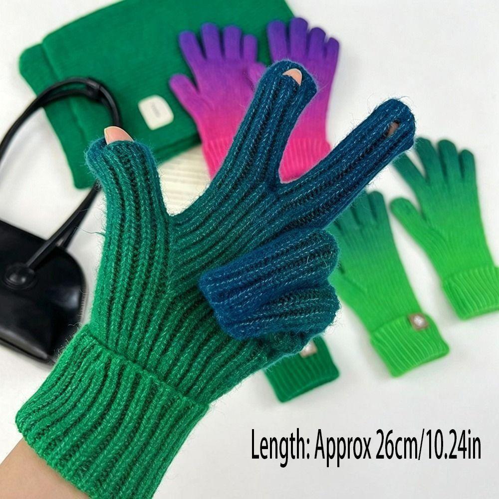Thick Winter Gloves Fingertip Openings All Finger Gloves New Knit Gloves For Women Men