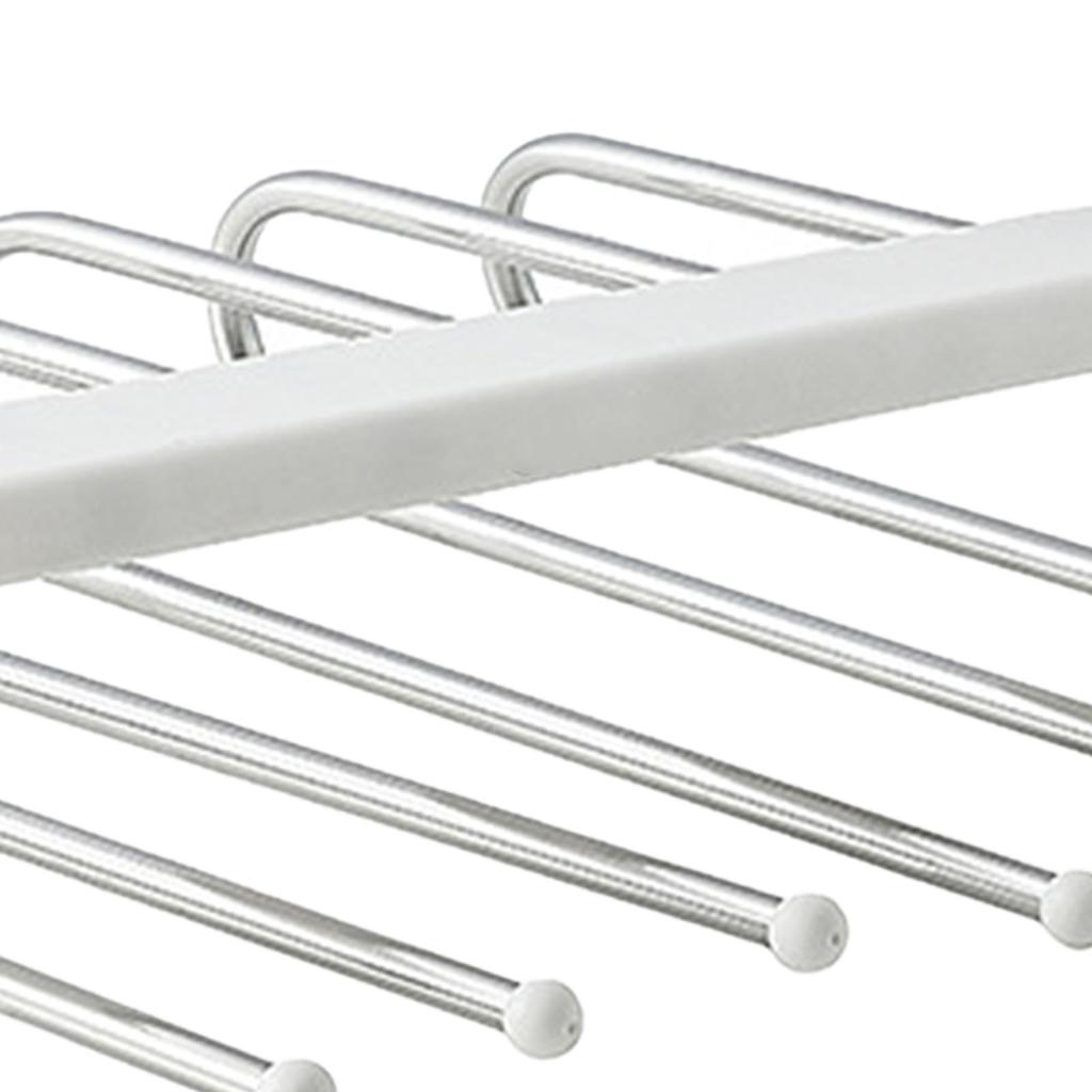 Folding Pants Rack 6 Layered Multifunctional Collapsible Stainless Steel Trouser Hangers Towel Closet Organizer White
