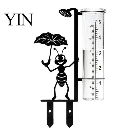 Creative Weather Gadget for Patio Ant Figurine Rain Gauge, Metal Stake Rainwater Measuring Tube, Rustproof Accurate Rainfall Gauge Lawn Outdoor