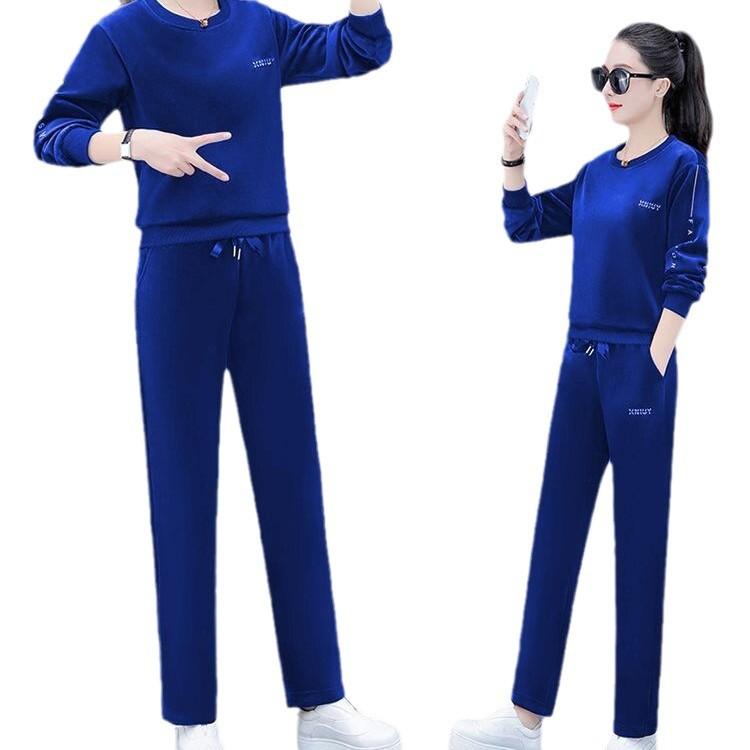 Velvet and Thickened Winter Double-sided Gold Velvet Style Sportswear Suit Women's Sweatshirt Two-piece Set