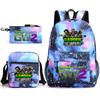 Large Capacity Schoolbag with Shoulder Strap; Student Three-piece Pencil Case Set