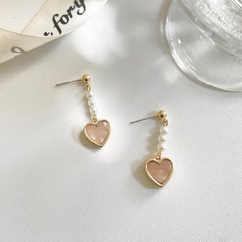 

Милые висячие серьги с розовыми сердечками, серьги-капли в виде сердечек для женщин и девочек, изящные серьги, подарок