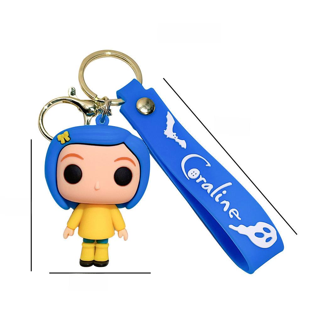 Vibrant Silicone Coraline Keychain Cute American Style Cartoon Character Gift