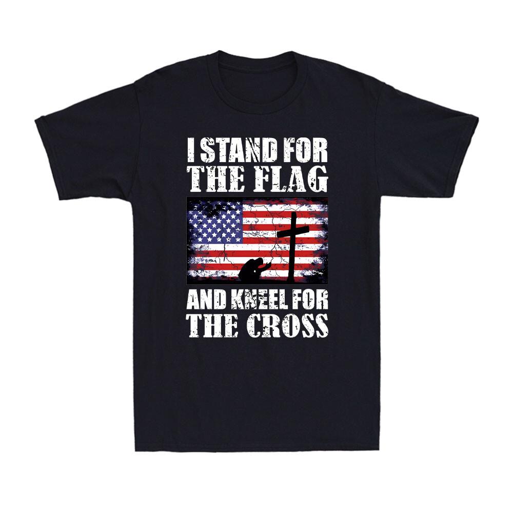 I Stand For The Flag And Kneel For The Cross US Flag Patriotic Men T-shirt XXXL