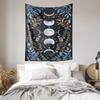 Elegant Blue Leaf Moon Phase Tapestry Perfect Wall Art for Bedroom Living Room  Meditation Space