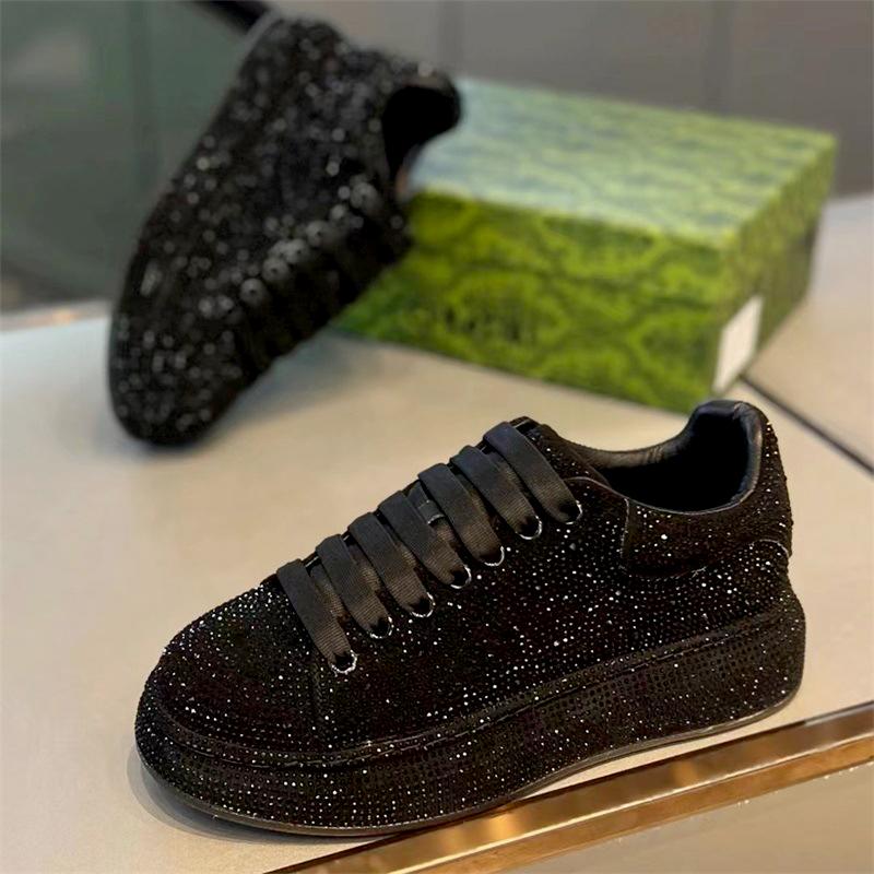Luxury Designer Men's Red Black Rhinestone Platform Shoes Causal Flats Moccasins Male Rock Hip-hop Walking Sneakers