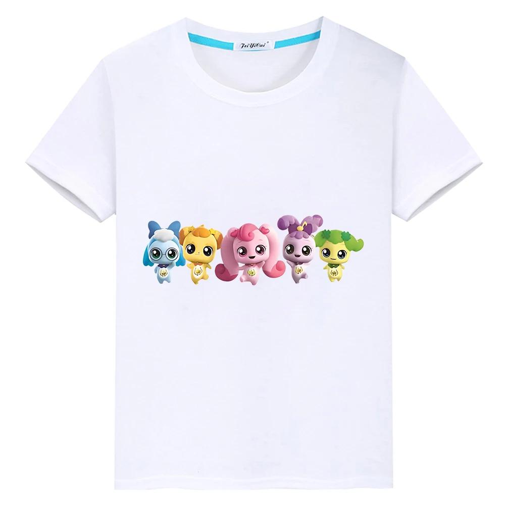 

Подростковая одежда для пинг-понга Летняя 100% хлопок Милая футболка y2k Повседневные футболки аниме Принт Короткие топы Цельный наряд детская одежда для девочек 100 белый