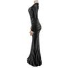 Europäisches & Amerikanisches Mode Damen Einfarbiges Netz Durchsichtiges Langarmkleid mit Heißbohrdetails