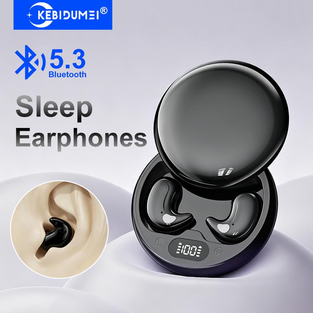 KEBIDUMEI Sleep Earphones Bluetooth 5.3 Headphones In-ear Mini Wireless Headsets HiFi Stereo Noise Reduction TWS Gaming Earbuds