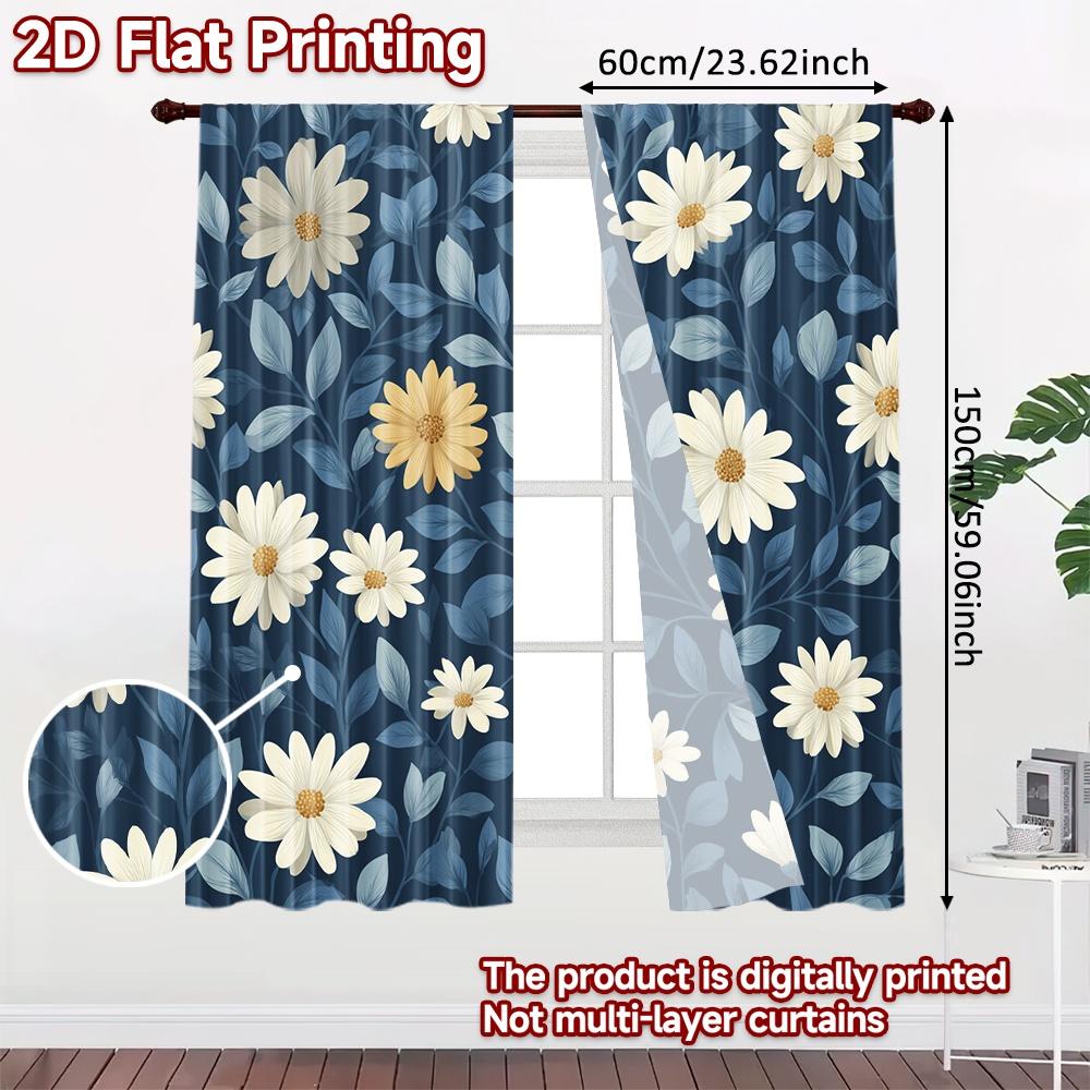 Flat Printing Curtains Without Rod Floral Spring Design Easter Festival Popular Drapes Durable Polyester Curtain Set Of 2 Made Washable