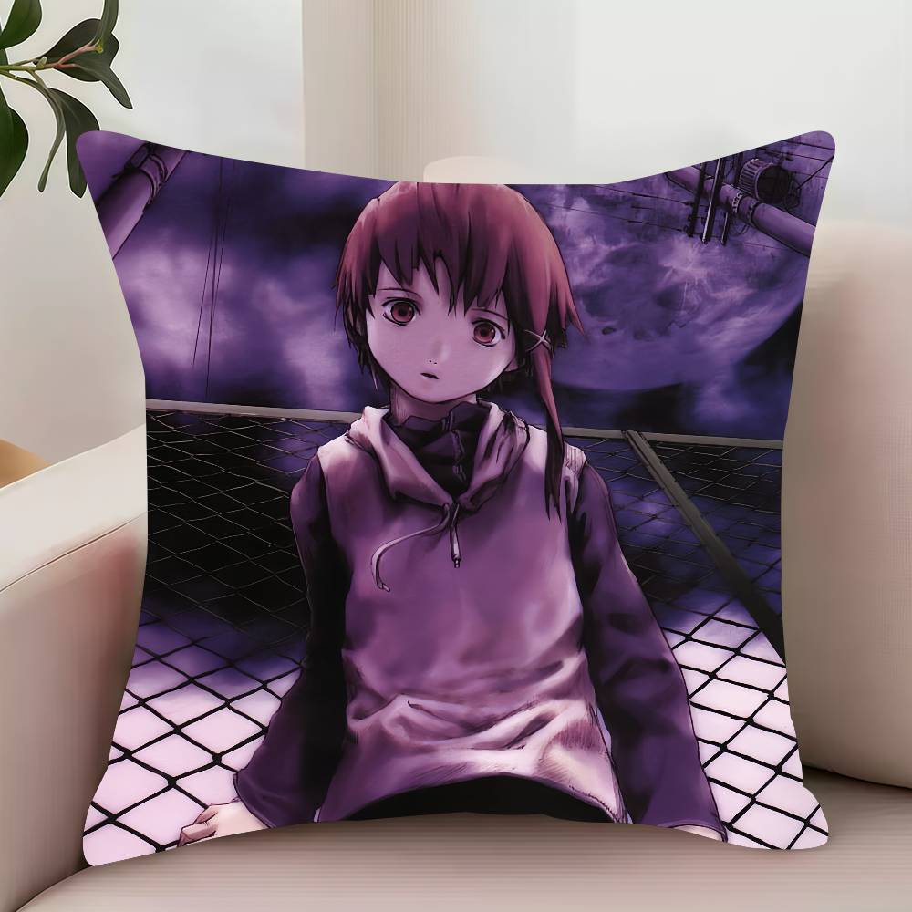 

bilibili Anime L-Lain Pillow Case Decor Protective Covers Comfortable soft for Sofa Living Room Home office 12x12Inch