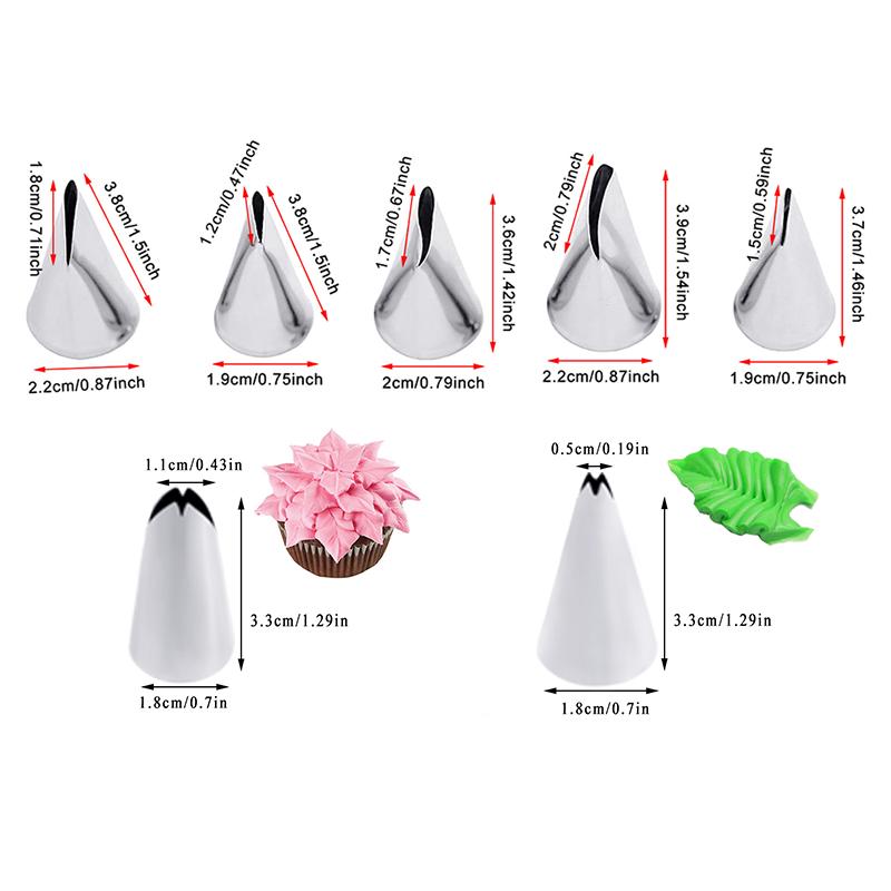 8pcs Rose Leaf Nozzle Cake Tips Set Cream Decoration Icing Piping Pastry Nozzles Cupcake Decorating Tool Bakeware