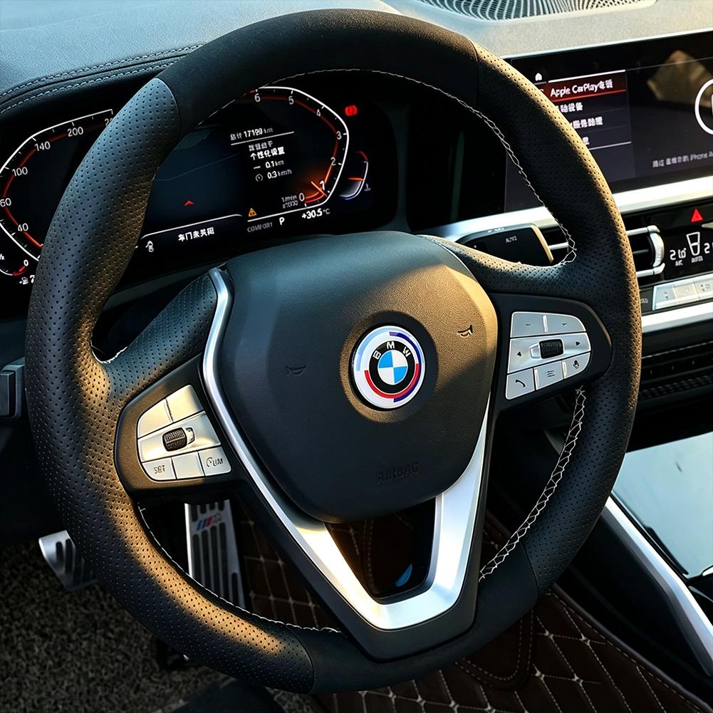 BBKI7 Auto Steering Wheel Center Aluminum Alloy Badge Logo Sticker For BMW M Emblem E46 E36 E34 F10 E90 F30 E60 F30 E53 E30 E92 E87