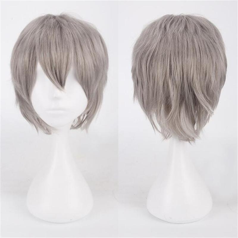 30 cm kurze, glatte Cosplay-Perücke, hochgeklappt, zottelig, flauschig, geschichtet, hitzebeständig, Kunsthaar, Anime-Cosplay-Perücken + Perückenkappe