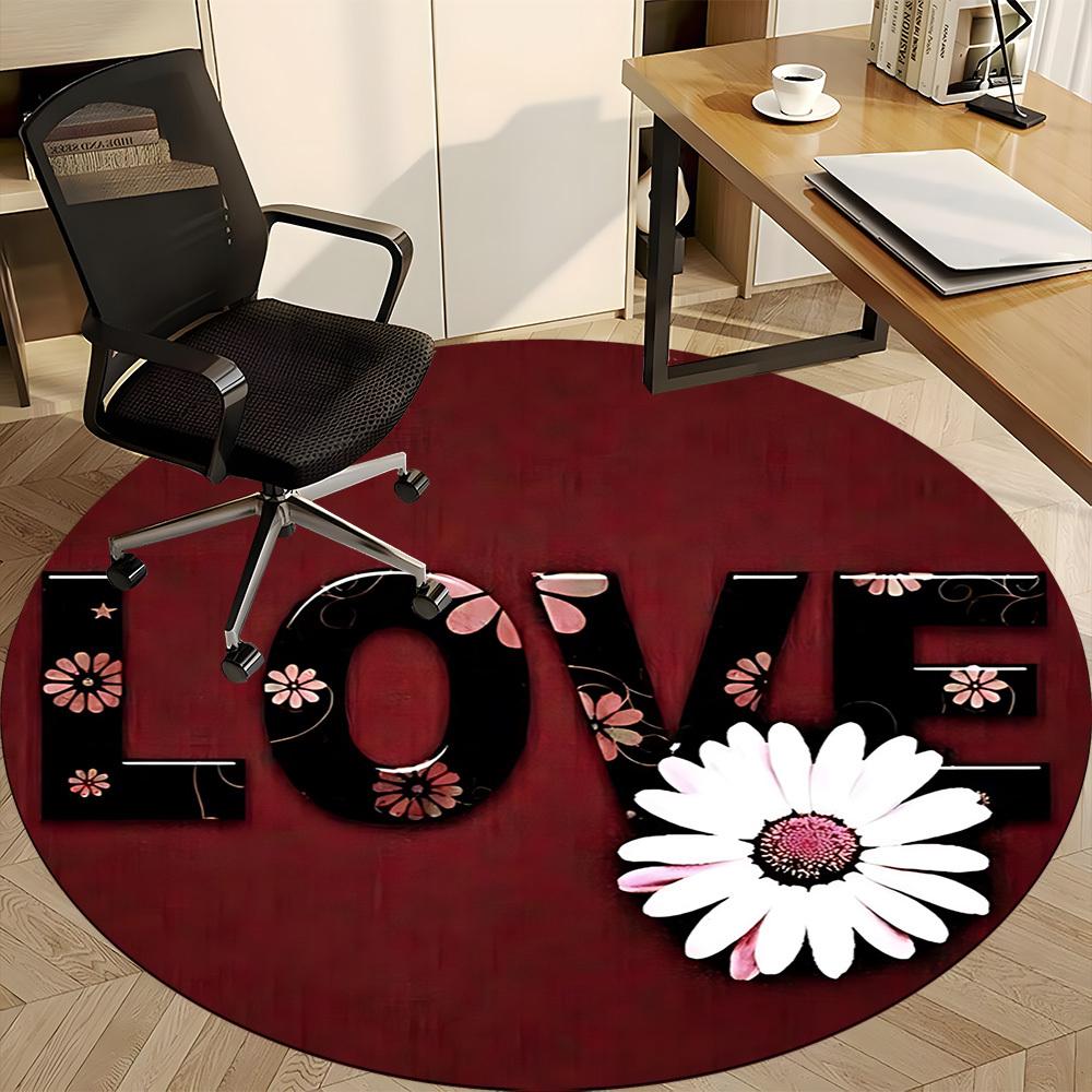 1pc Love Flowers Chair Carpet for Office - Durable, Ideal for Chair Mats, Stylish & Functional Decorative Rug yy260130074