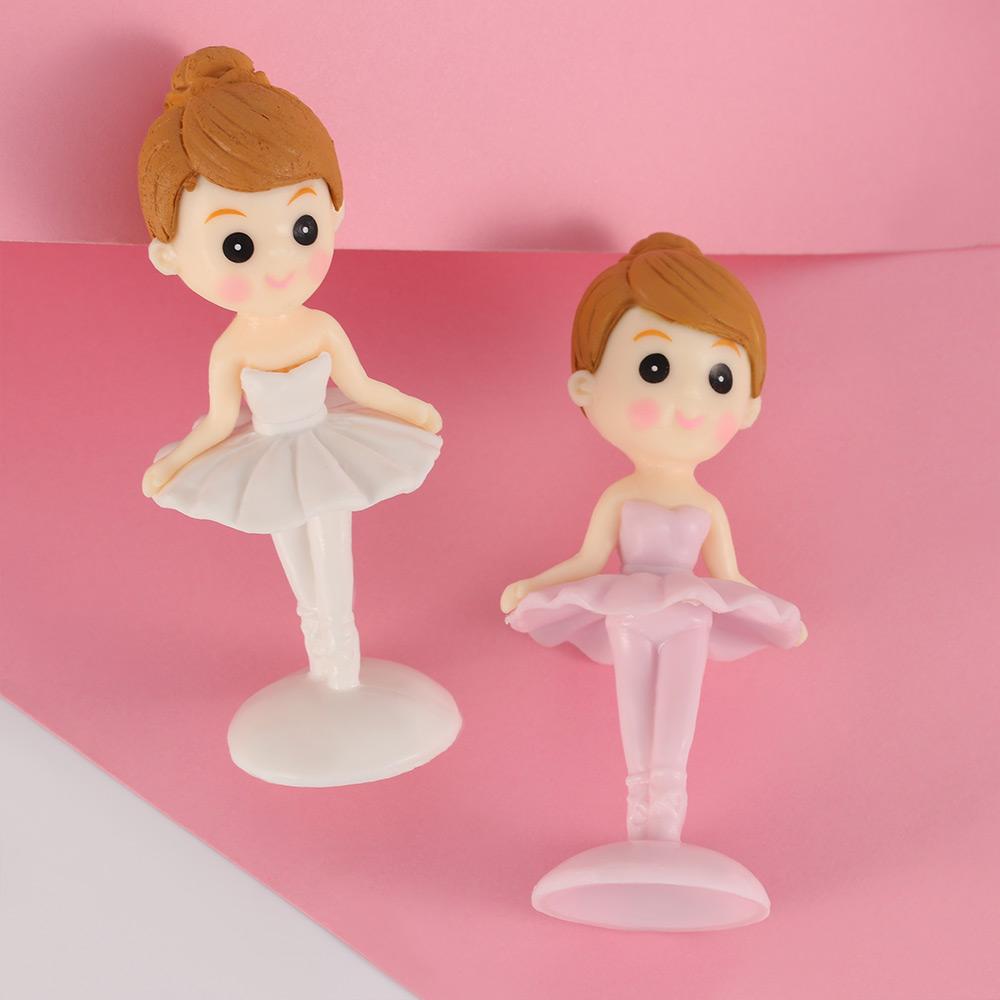 2pcs/set Elegant Ballet Girl Cake Topper for Birthday Party  Dessert Decoration Baby Shower Baking Supplies Love Gifts