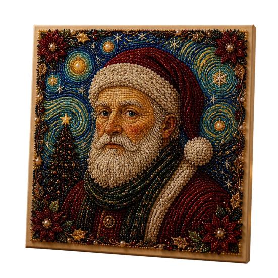 Holiday Art Projects for Families Xmas Faux Pearl Kit, Santa Claus Reindeer Painting DIY Craft Kits Teens Sparkling 3D Festive Wall Kit Adults, Winter
