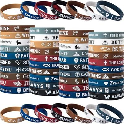 10PCS Silicone Christian Daily Bible Verse Bracelet Rubber Christian Bracelets  For Men Women Teens