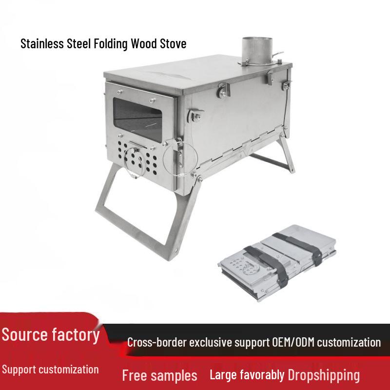 WT-star Stainless Steel Foldable Wood Stove for Outdoor Camping and Hiking