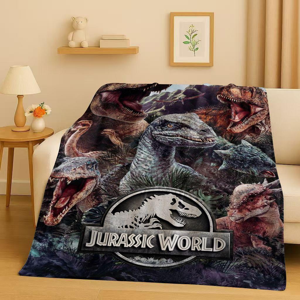 Coperta in Flanella Cartoon Dinosauro Jurassic Park 3D, Coperta Morbida Calda in Peluche per Casa Camera da Letto Letto Divano Copertura Ufficio Campeggio