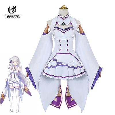 Re Life In A Different World From Zero Emilia Half-elf Girl Female Women Carnival Cosplay Costume Full Set