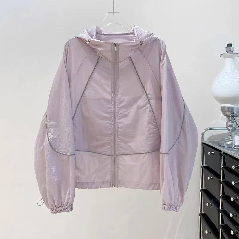 Female Summer Breathable Lightweight Sun Protection Jacket, Loose-Fit Sun Protection Cardigan, Solid-Color Minimalist Windbreaker