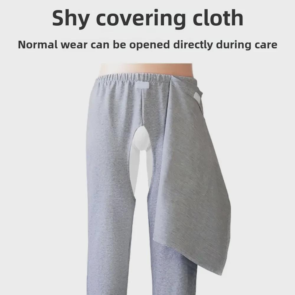 Adaptive Open-Crotch Pants for Bedridden or Incontinent Seniors - Unisex Nursing Pants for Fracture Care.