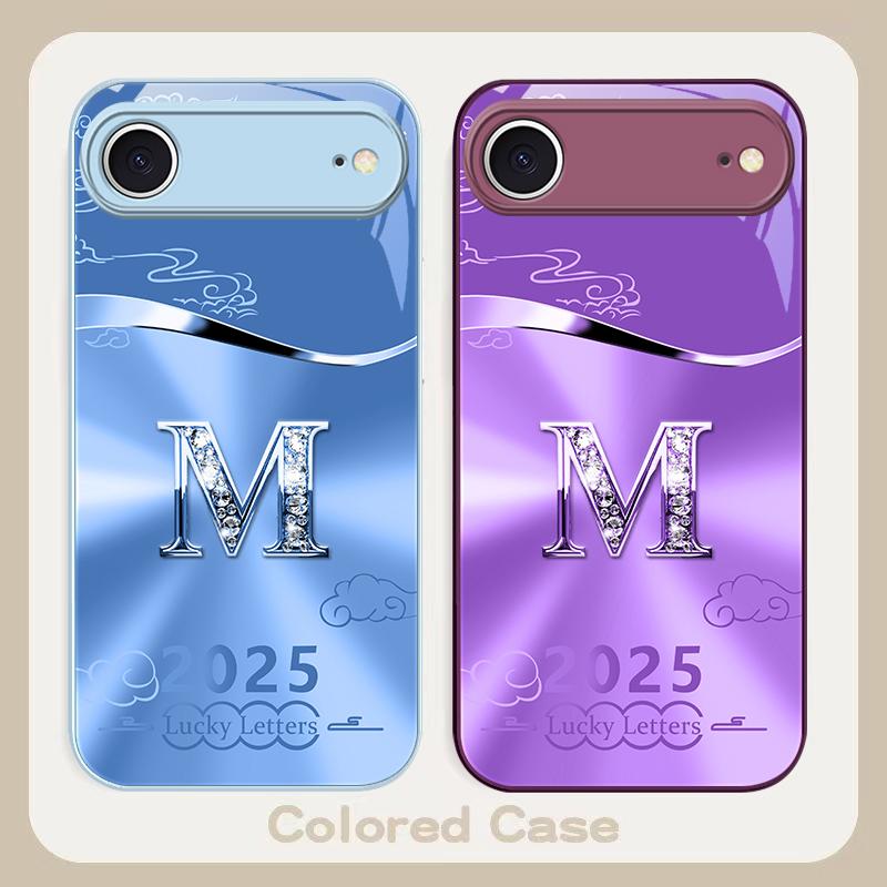 Gradient yellow letter M For iPhone 17 Air 16 E 15 14 13 Plus 12 mini 17 Pro Max 11Pro XR Xs X 7 8 11 Tempered Glass Phone Case