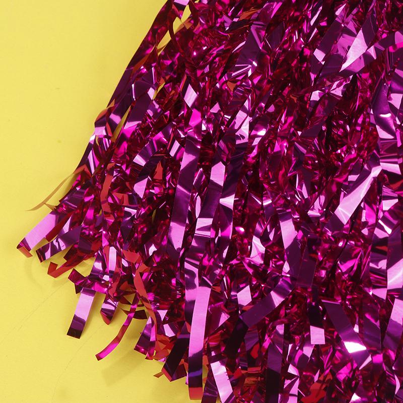 1Pair Cheerleading Pom Poms For Kids Adults Non-Fading Metallic Streamer Pompoms Cheerleader Hand Flowers Dancing Team Sports