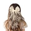 1pc Lace Bow Hair Clip with Rhinestones - Long Tassel Hair Accessory for Women, Perfect for Halloween, Weddings, Formal Events